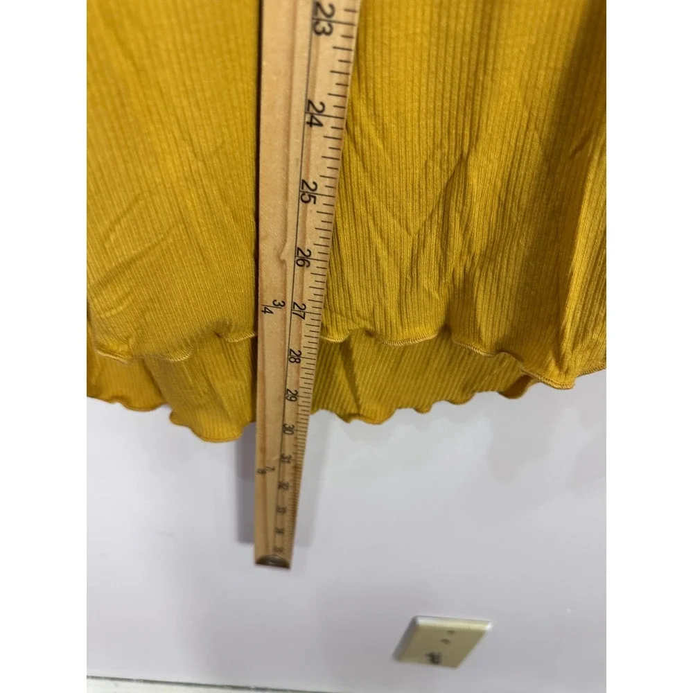 Free People Ribbed Twist Back Top Womens Medium Mustard Yellow Boho Whimsical